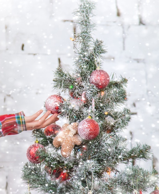 Merry Christmas, Holidays greeting card background. Selective focus. nature.