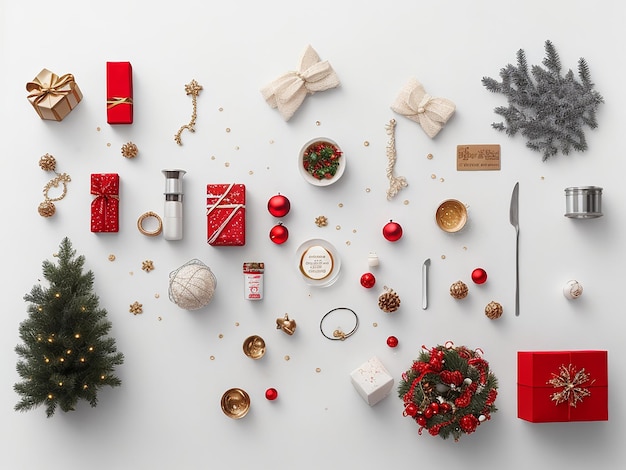 Merry Christmas Items white table style background