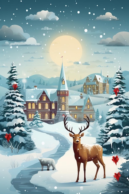 Merry Christmas and New Year greeting card design