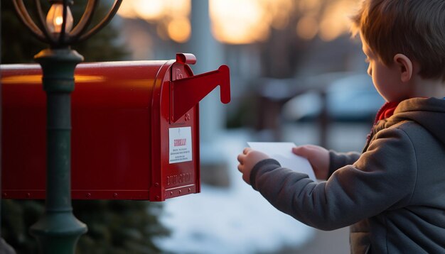 Merry Christmas new Year photography Red mail box receiving and sending new year gifts mails