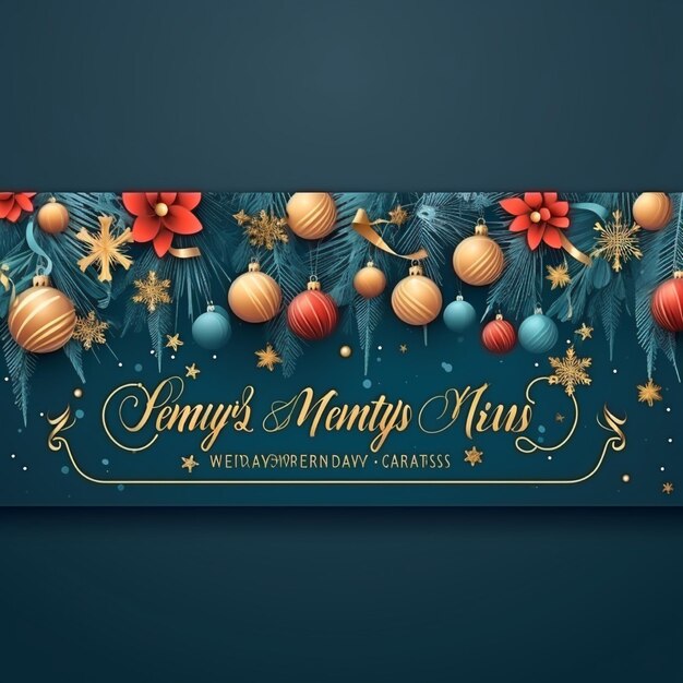 Foto banner promozionale di buon natale e capodanno con decorazioni festive