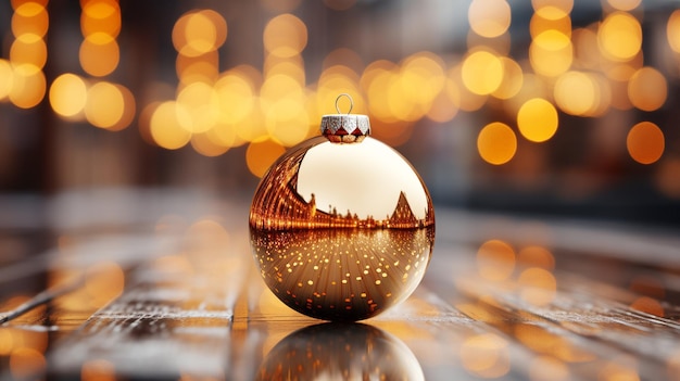 Merry Christmas realistic background with 3d golden color ball