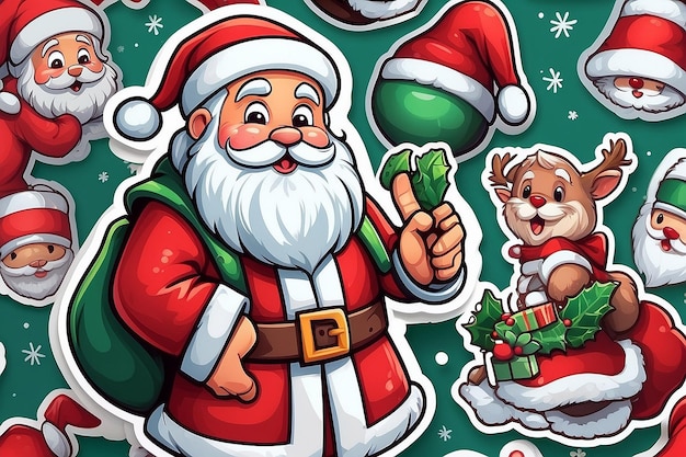 Merry christmas santa claus sticker design