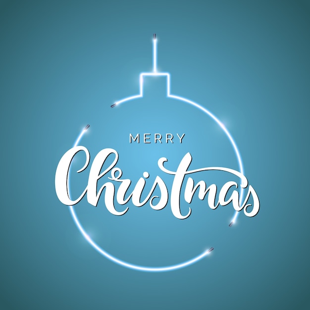 Merry Christmas script lettering inscription calligraphy for Christmas Neon sign