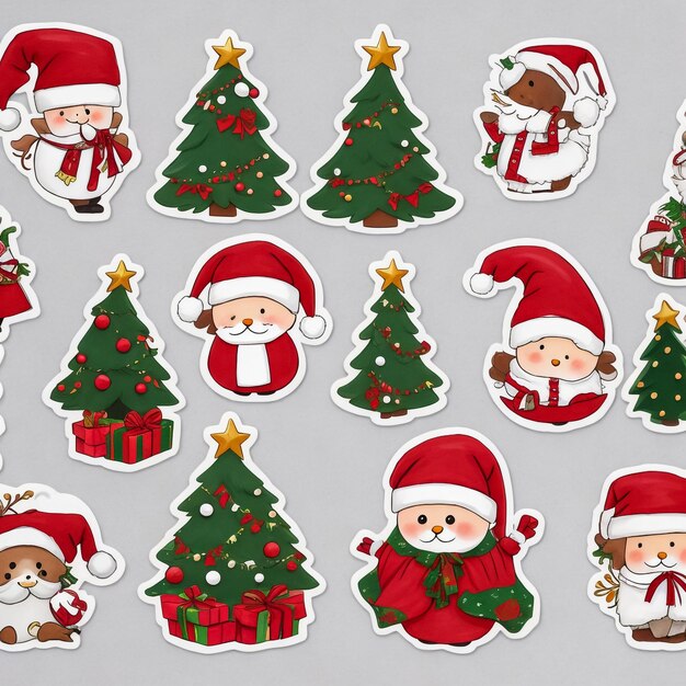 Photo merry christmas seamless pattern with santa claus tree and gifts in vector wrapping paper or print