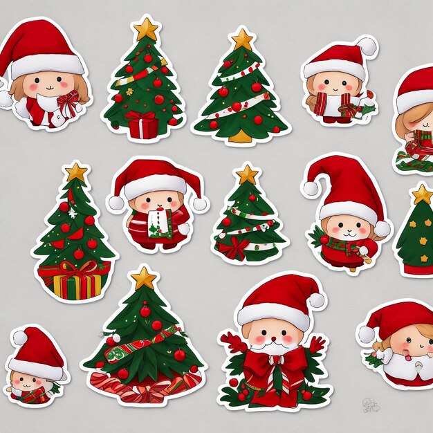 Merry christmas seamless pattern with santa claus tree and gifts in vector wrapping paper or print