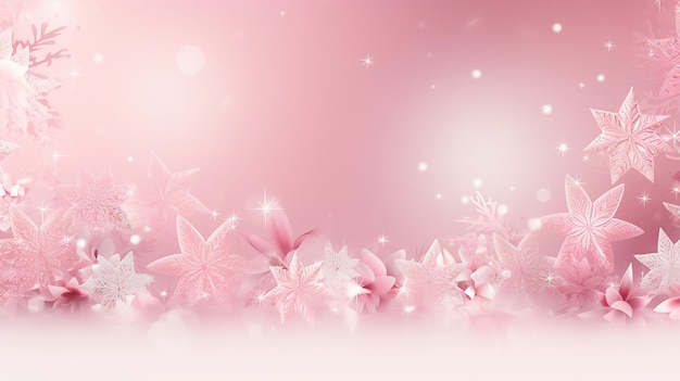 Merry Christmas Soft Pink Banner with Snowflakes
