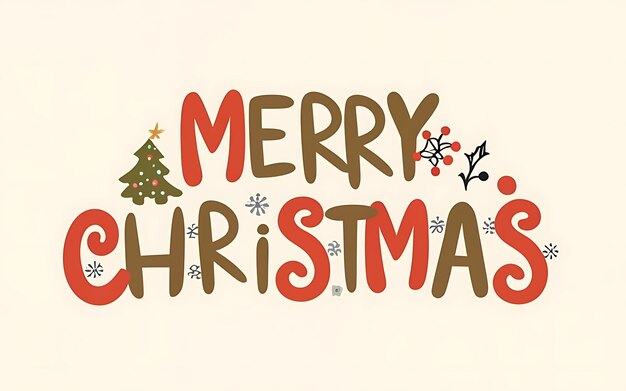 merry Christmas text with Christmas clipart