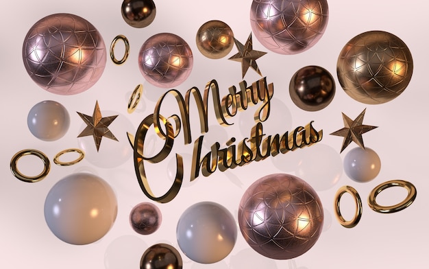 Photo merry christmas title with golden stars and decorations