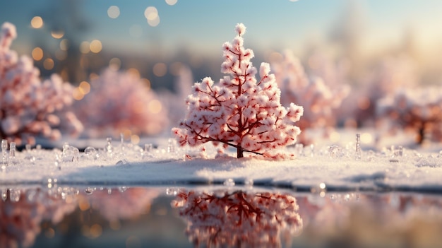 merry christmas tree ice scenery