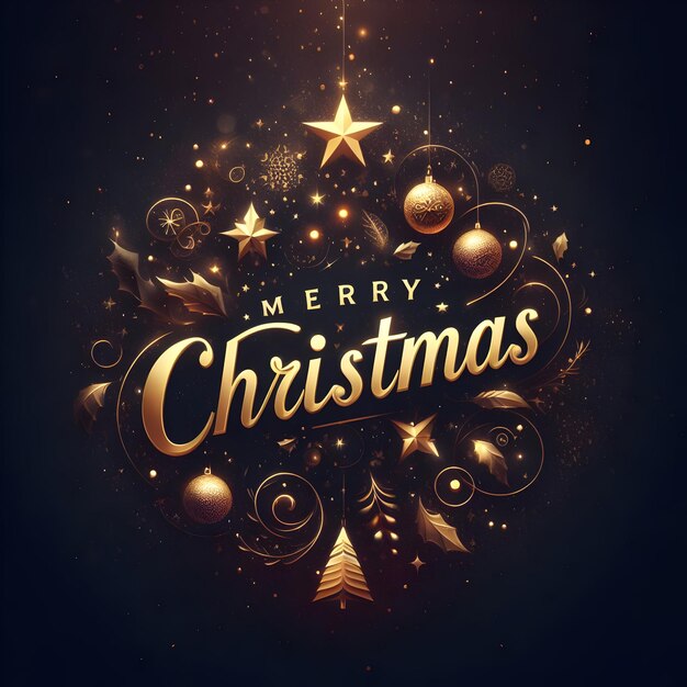 Merry Christmas typography with premium background effect