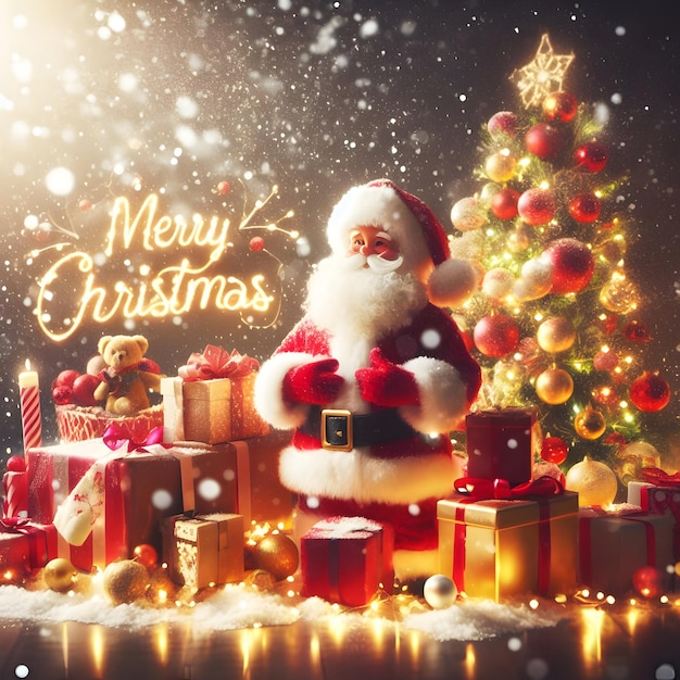 Merry Christmas typography with premium background effect