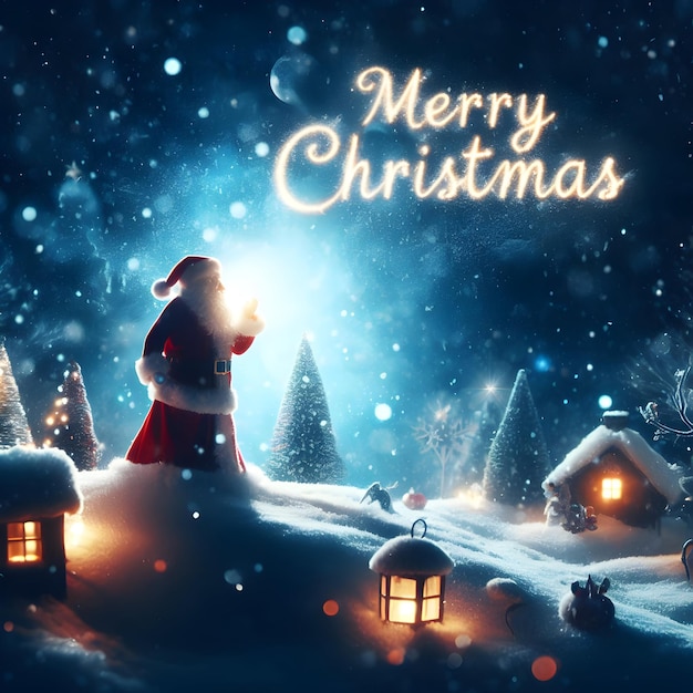 Merry Christmas typography with premium background effect