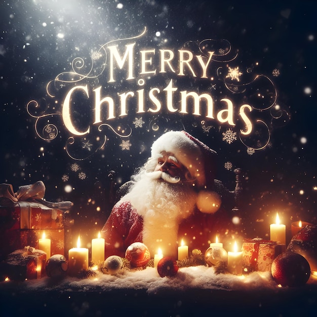 Merry Christmas typography with premium background effect