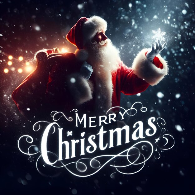 Merry Christmas typography with premium background effect