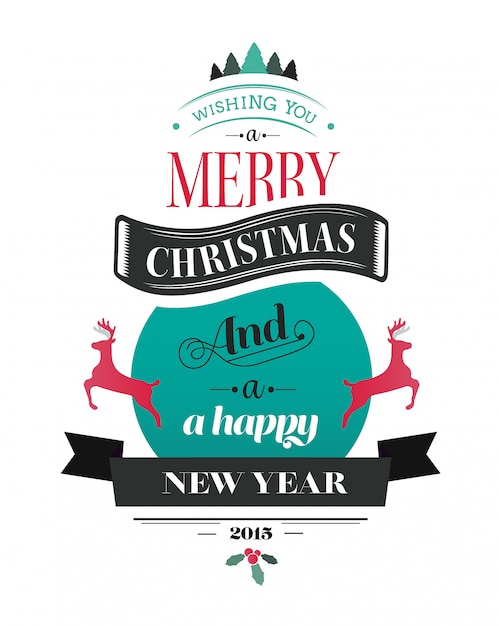 Photo merry christmas vector with text and icons