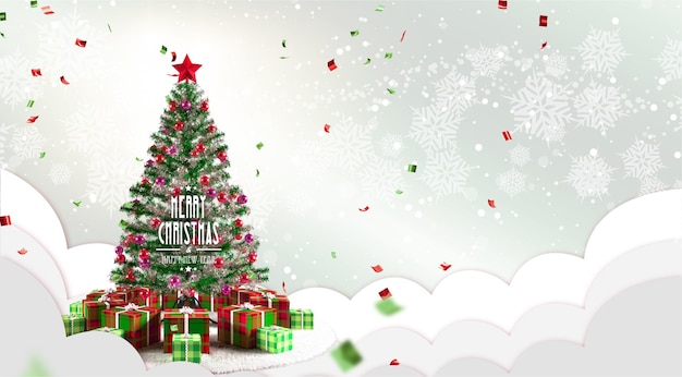 Merry Christmas Wallpaper, klaar voor uw ontwerp. 3D-weergave