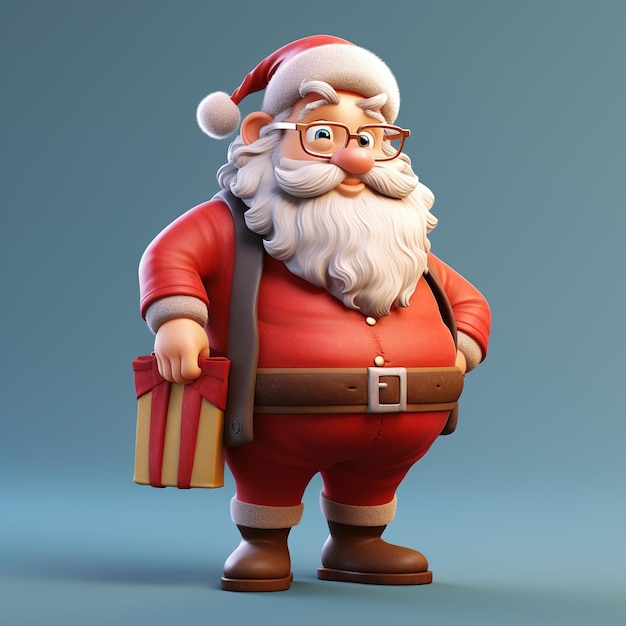 Merry Christmas With Cartoon Santa Claus snowman gifts box Ai generated