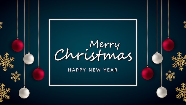 Merry Christmas with happy new year on navy blue background