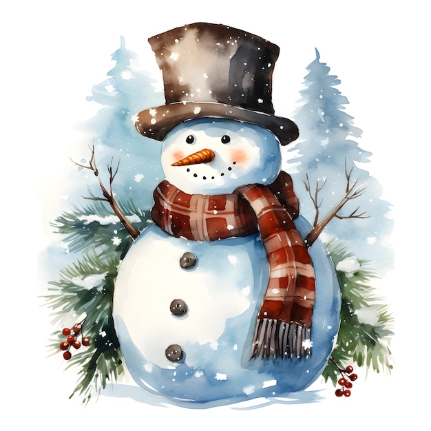 Merry christmas with happy snowman