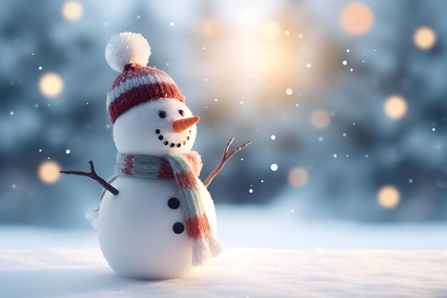 Merry christmas with happy snowman