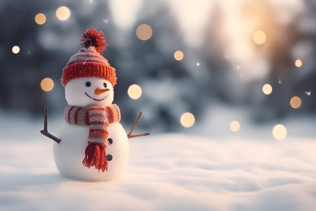 Merry christmas with happy snowman