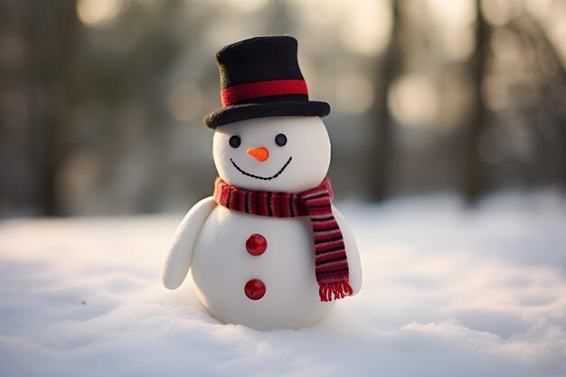 Foto buon natale con l'uomo di neve felice