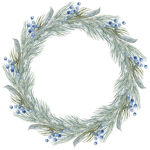 Merry Christmas Wreath composition Winter round frame