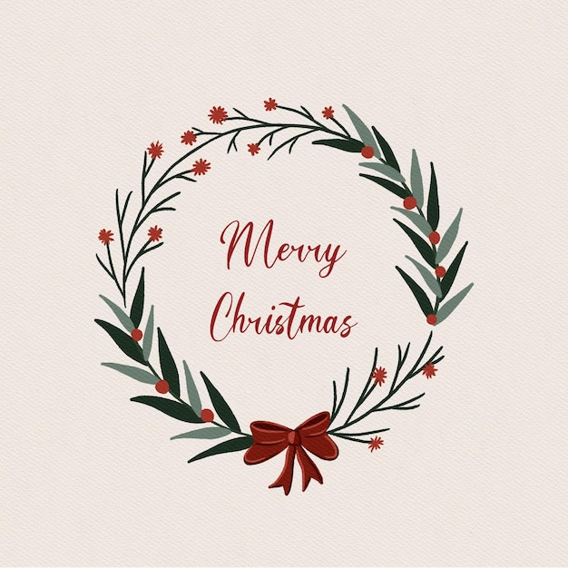 Merry Christmas Wreath Illustration Vector Social Media Instagram Post