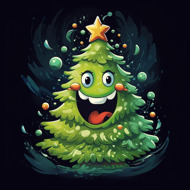 Merry and Magical Unleash the Whimsy with our Cartoon Christmas Tree TShirt Design