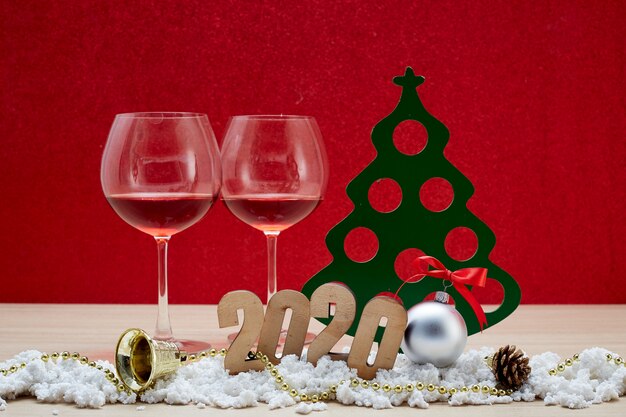 Merry New Year 2020 Christmas with celebration decorations