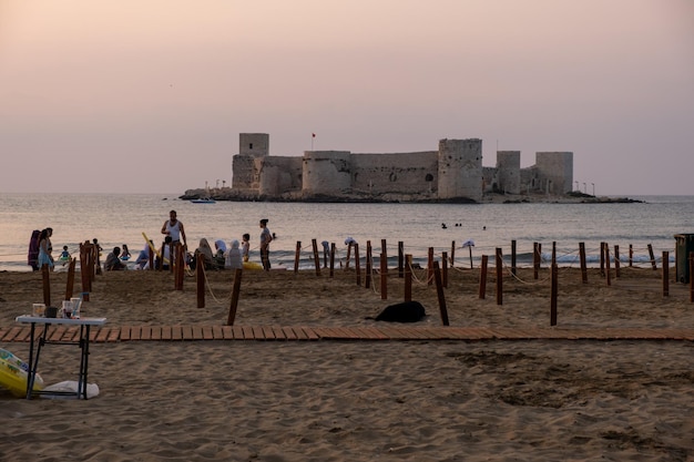 Mersin Turkey August 24 2021 Kizkalesi or Maiden Castle near Mersin