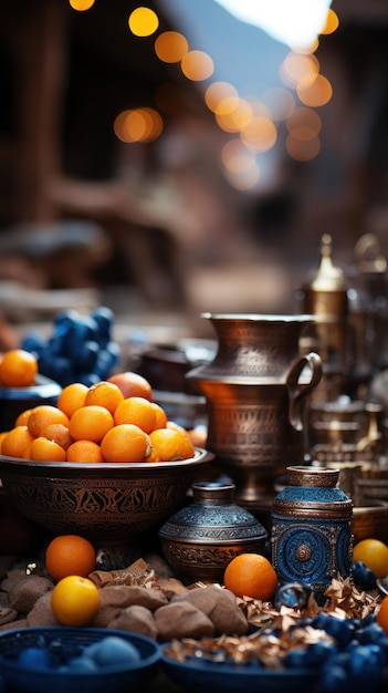 mertaban on table with fruit