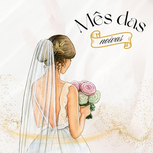 Mes das noivas dourado ilustrado Пост для Инстаграм 1