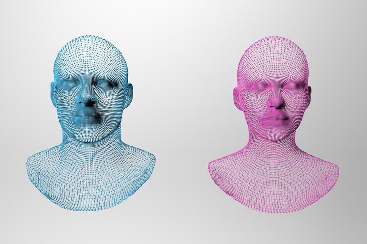 Сеть лиц мужчины и женщины в 3D