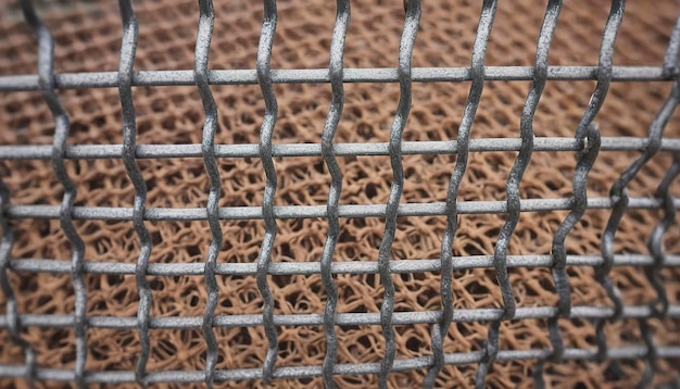 Photo mesh rabitz texture of weaving mesh network link close up of a fence barrier on way metal grid