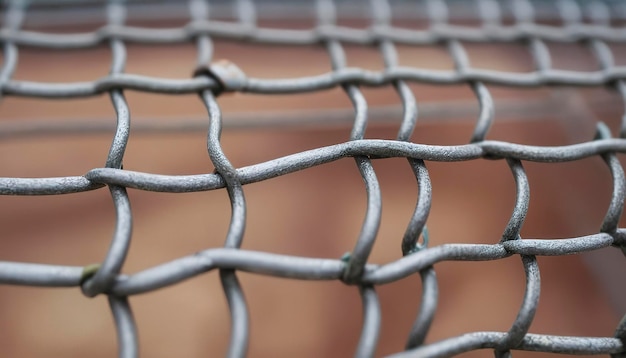 Mesh rabitz textuur van het weven van mesh netwerk link Close Up van een hek barrière op de weg metaal raster