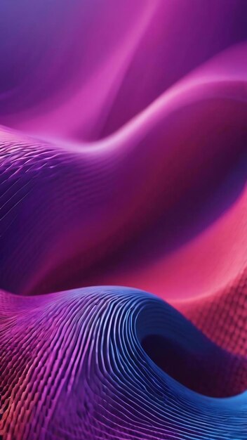 Mesh wave structure curve background purple and blue gradient macro image 3d illustration