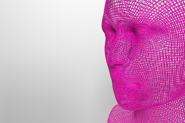 Mesh of a woman face in 3D