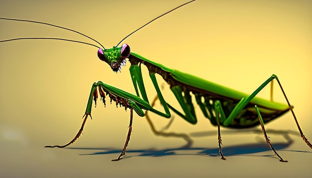 Завораживающий 16k Praying Mantis Insect View Детальный макро-зум с копировальным пространством