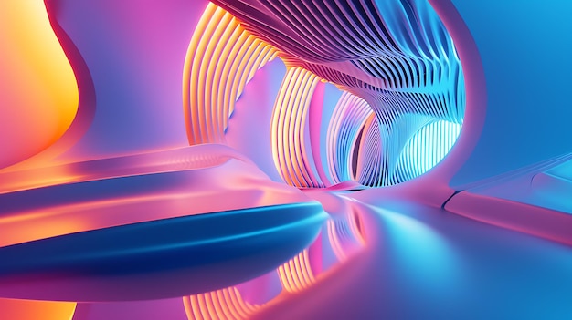 A mesmerizing 3D abstract creative render that beautifully blends geometry and colors to create a stunning visual experience