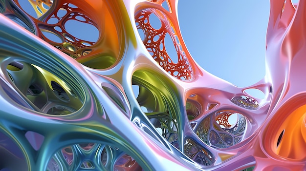 A mesmerizing 3D abstract render showcasing a vibrant display of colors and shapes