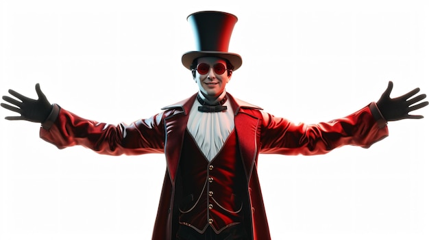 A mesmerizing 3D rendering of a charismatic magician showcasing intricate details and stunning realism This isolated artwork captures the essence of magic and wonder making it the perfect