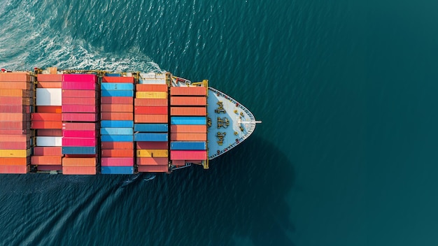 A mesmerizing aerial view of an electric blue ship floating on azure waters