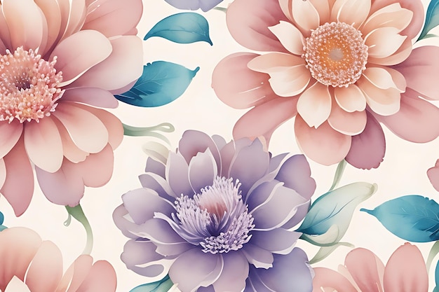 Mesmerizing blow Flower Patterns in Seamless Watercolor Vector Images