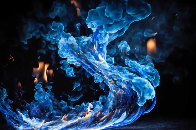 The mesmerizing Blue flames danced gracefully against the pitchblack backdrop