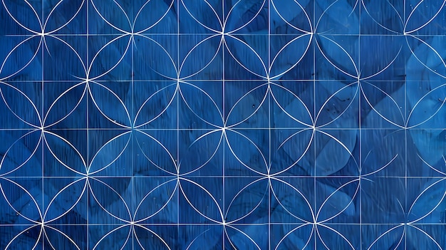 Photo mesmerizing blue geometric fabric pattern with autostereogram effect