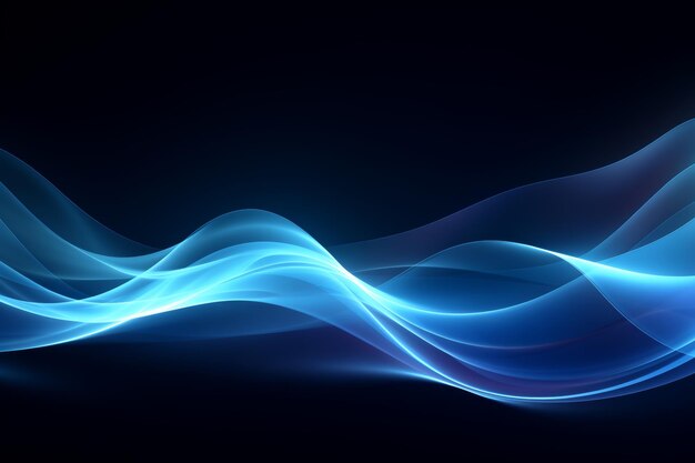 Photo a mesmerizing blue wave of light stands out against a pitchblack abstract background