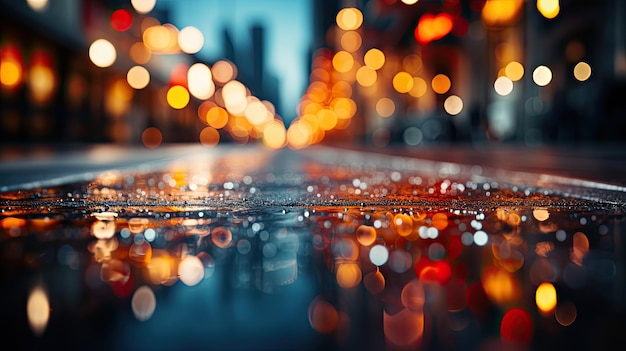 Mesmerizing bokeh background created by city lights at night with soft outoffocus points of light in various colors conveying the vibrant energy and dynamic atmosphere of urban nightlife