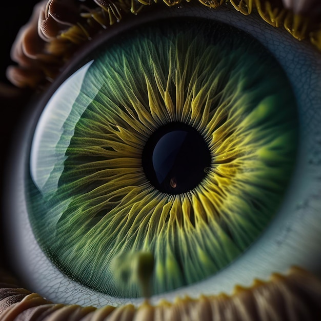 Mesmerizing CloseUp of Green and Hazel Eye Iris with Long Eyelashes